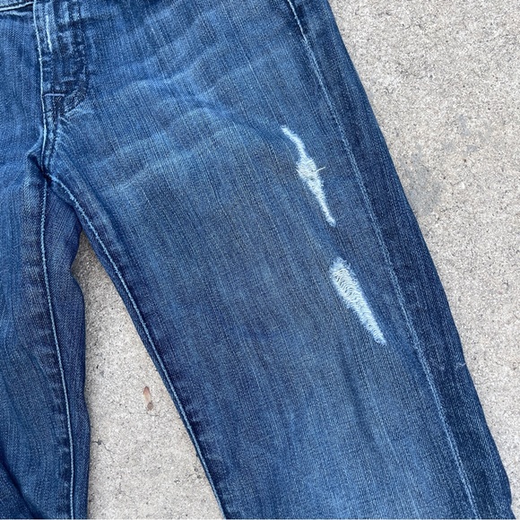 7 for ALL MANKIND Distressed Denim Bootcut Jeans Women's 28 Y2K inspired - Picture 4 of 13